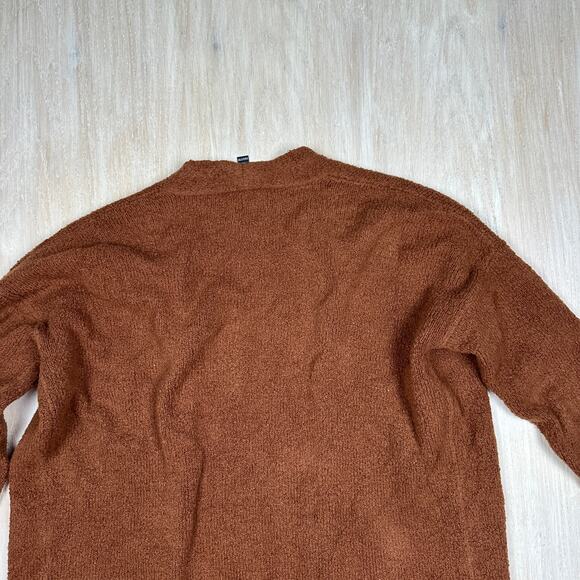 Eileen Fisher Brown Boucle Open Front Knit Cotton Blend Cardigan Sweater XXS - Picture 9 of 13